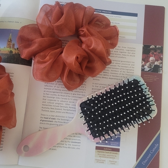 TRENDY Oversized and small burnt Orange color organza Scrunchie Hair Accessory - Picture 4 of 5